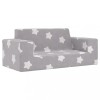 VidaXL Canapea pentru copii 2 locuri, gri deschis cu stele, pluș moale 4104778