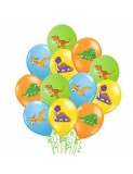 Set 12 baloane latex imprimate cu dinozauri 30 cm