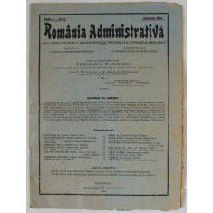 ROMANIA ADMINISTRATIVA , REVISTA PENTRU EDUCATIUNEA SI APARAREA ....FUNCTIONARILOR ADMINISTRATIVI , ANUL V , NR. 1 , IANUARIE , 1924