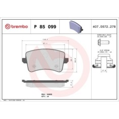 Placute frana Audi A4 B8 (8k2) 08.07-06.17, A5 (8t3) 06.07-01.17, A5 (8f) 02.09-01.17, Q5 (8rb) 11.08-12.17, Q5 Van (8rb) 11.08-12.17, Spate, BREMBO