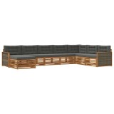 vidaXL Set de canapele de exterior cu pernă 8 pcs Natural și Antracit 3383710
