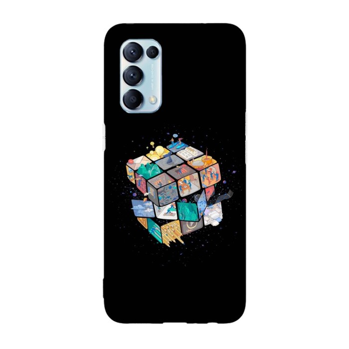 Husa compatibila cu Oppo A15s model Rubik&amp;#039;s Cube 3D, Silicon, TPU, Viceversa