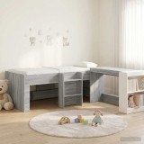 Cumpara ieftin Cadru de Pat Inalt pentru Copii cu Birou 2 buc. Sonoma gri