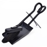 Set Curățare șemineu, Metal, Perie și Făraș, Negru, 2 Bucăți