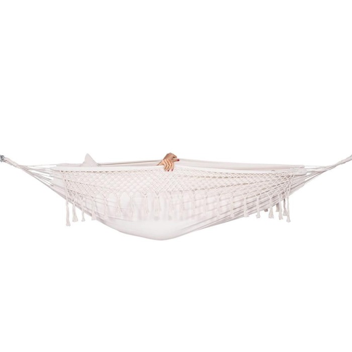 Hamac doua persoane cu franjuri si 2 perne, 200kg, 200&times;150 cm, bej Household NewTrend