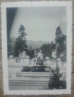 Statuie din curtea Castelului Peles// fotografie perioada interbelica foto