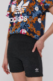 Adidas Originals pantaloni scurți H18836 femei, culoarea negru, material uni, high waist H18836-BLACK
