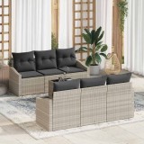 Cumpara ieftin Set de canapele pentru grădină cu pernă 7 pcs Gri deschis