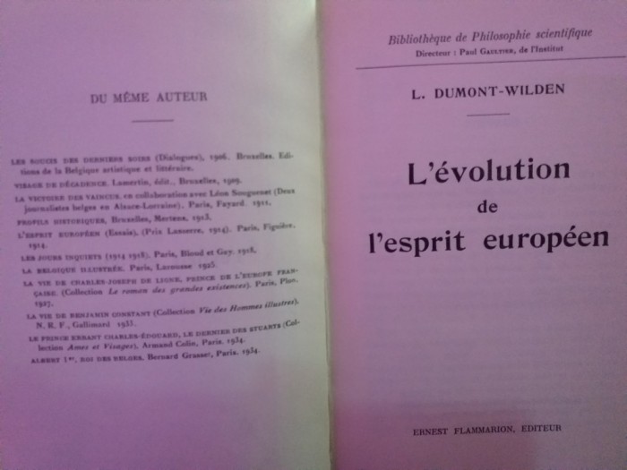 Evolutia spiritului european- Wilden , franceza