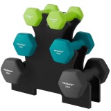 Set gantere hexagonale SONGMICS 6 piese cu suport, 2x1 kg, 2x2 kg, 2x3 kg