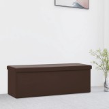 vidaXL Bancă de depozitare pliabilă, maro, PVC 338798