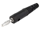 Mufă Banană 4mm 10A Neagră pentru Cablu 2mm
