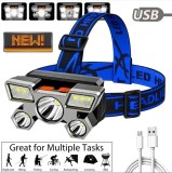 Lanternă frontală cu LED, lanternă re&icirc;ncărcabilă strălucitoare,USB