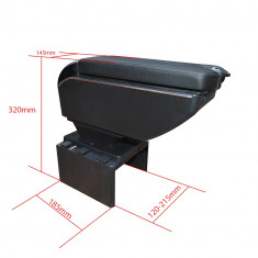 Cotiera auto - Multifunctionala - 3 x slot usb - suport pahar foto