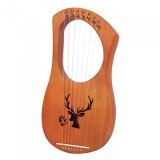 Lira Muzicala din Lemn Maro cu 7 corzi, design cerb &ndash; instrument traditional, 34x17.3cm