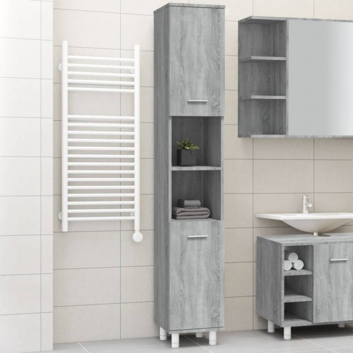 vidaXL Dulap de baie, gri sonoma, 30x30x179 cm, lemn prelucrat 825832