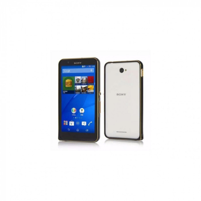 Husa Bumper Sony Xperia E4-ApcGsm Negru/Auriu