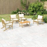 Gossi set mobilier de gradina cu perne alb crem, 2 piese, bambus