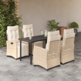vidaXL Set mobilier de grădină cu perne, 5 piese, bej, poliratan 3213011