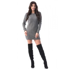 J927-18 Rochie scurta si tricotata cu maneci lungi