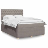 VidaXL Pat box spring cu saltea, gri taupe, 160x200 cm material textil