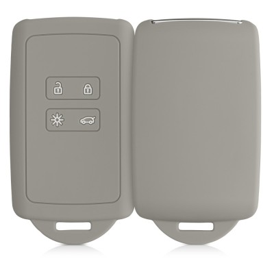 Husa Cheie Auto kwmobile pentru Renault/Dacia 4 Butoane - Keyless Go, Silicon, Gri, 48035.25 foto