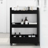 vidaXL Trolley pentru Depozitare &Icirc;ngust Stejar Negru 60 x 22 x 80 cm 869250