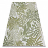 Covor SISAL SION frunze de palmier, tropical 2837 țesute plate ecru / verde, 160x220 cm