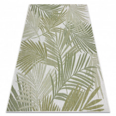 Covor SISAL SION frunze de palmier, tropical 2837 țesute plate ecru / verde, 80x200 cm foto