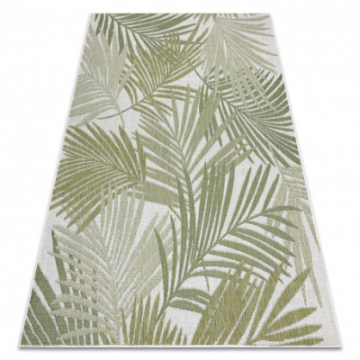 Covor SISAL SION frunze de palmier, tropical 2837 țesute plate ecru / verde, 70x200 cm foto