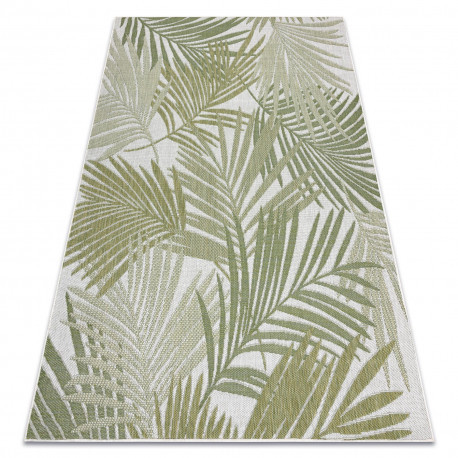 Covor SISAL SION frunze de palmier, tropical 2837 țesute plate ecru / verde, 80x150 cm