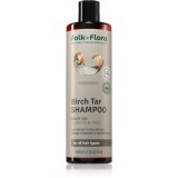 Folk &amp; Flora Birch Tar Sampon curatare profunda pentru piele uscata, actionand impotriva senzatiei de mancarime 400 ml