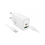 Cumpara ieftin Incarcator Retea Cu Cablu USB-C HOCO N63 30W 3A 1 x USB-A - 1 x USB-C Alb