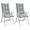 vidaXL Perne Scaun Spatar Inalt 120x50x7cm, Gri Melanj, Set 2 Bucati, Poliester