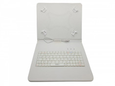 Husa cu Tastatura pentru Tableta 9.7? MRG L-462, Micro Usb, Alb C462 foto