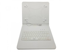 Husa cu Tastatura pentru Tableta 9.7&rdquo; MRG L-462, Micro Usb, Model X, Alb C462