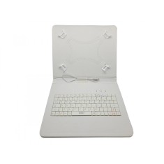 Husa cu Tastatura pentru Tableta 9.7&rdquo; MRG L-462, Micro Usb, Model X, Alb C462