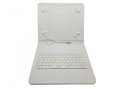 Husa cu Tastatura pentru Tableta 9.7&amp;rdquo; MRG L-462, Micro Usb, Model X, Alb C462 foto