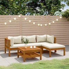 vidaXL Set mobilier grădină cu perne crem, 5 piese, lemn masiv acacia 3086927