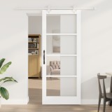 Ușă Glisantă vidaXL cu Set de Hardware Alb 86x211 cm Lemn Solid Pin, Ușă Interioară vidaXL cu Sticlă &#039;ORKDAL&#039;Alb 86x211x4 cm