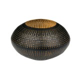 Suport pentru lumanare metalic, Oval cu gauri, Negru/Auriu, 14x7 cm, ATU-082316, Oem