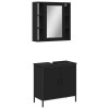 Set mobilier de baie, 2 piese, negru, lemn compozit