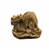 Statueta feng shui dragon cu moneda chinezeasca din rasina - 4cm, Stonemania Bijou