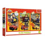 Puzzle Trefl set 3 x 50 elemente, Pompierul Sam, Lean 26370