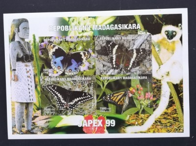 MADAGASCAR 1999 - FLUTURI 4 VALORI IN M/SH, NEOBLITERATA -MAD 03 foto