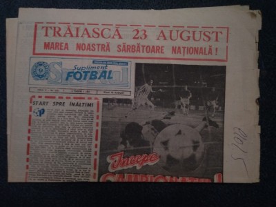 ZIARUL SPORTUL SUPLIMENT FOTBAL 18 AUGUST 1989 CUPE EUROPENE PROGRAM TUR foto