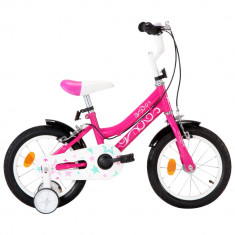 vidaXL Bicicleta pentru copii, negru ?i roz, 14 inci foto