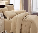 Cumpara ieftin Lenjerie de pat matrimonial cu husa elastic pat si fata perna dreptunghiulara, Molly, bumbac ranforce, gramaj tesatura 120 g/mp, cappuccino