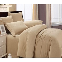Lenjerie de pat pentru o persoana cu husa de perna dreptunghiulara, Molly, bumbac ranforce, gramaj tesatura 120 g/mp, cappuccino