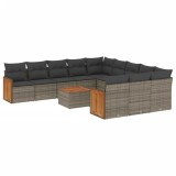 Cumpara ieftin Set canapea de gradina cu perne, 12 piese, gri, poliratan